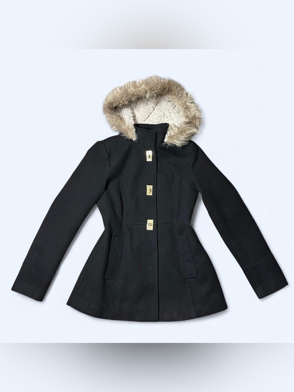 Y2K Coquette Black Fur Peacoat by Maralyn & Me!